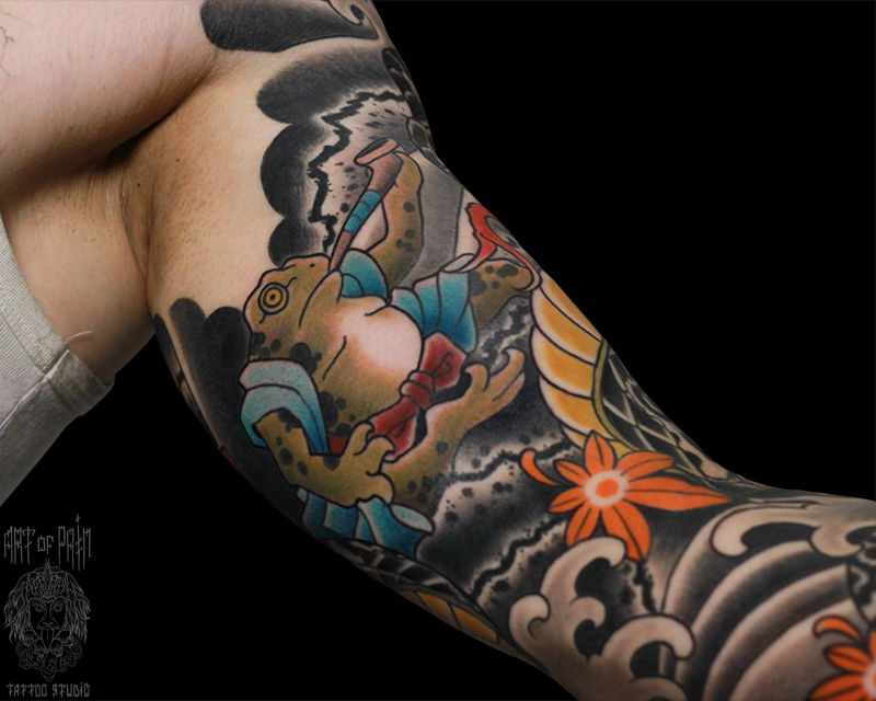 Татуировка мужская япония на руке лягушка – Мастер тату: 