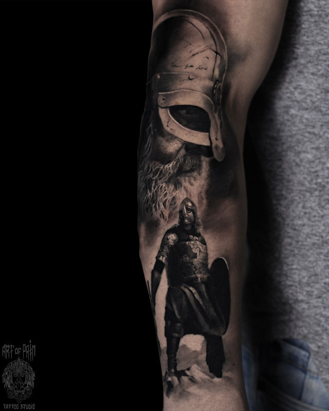 Татуировка мужская реализм на предплечье воин – Мастер тату: Александр Pusstattoo
