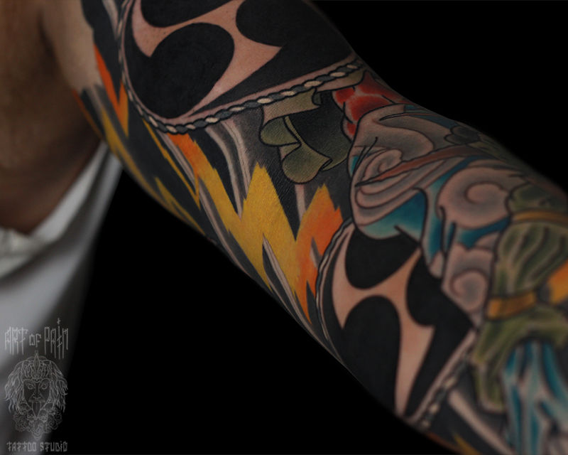 Татуировка мужская япония тату-рукав молнии, орнамент – Мастер тату: Марк Акулов
