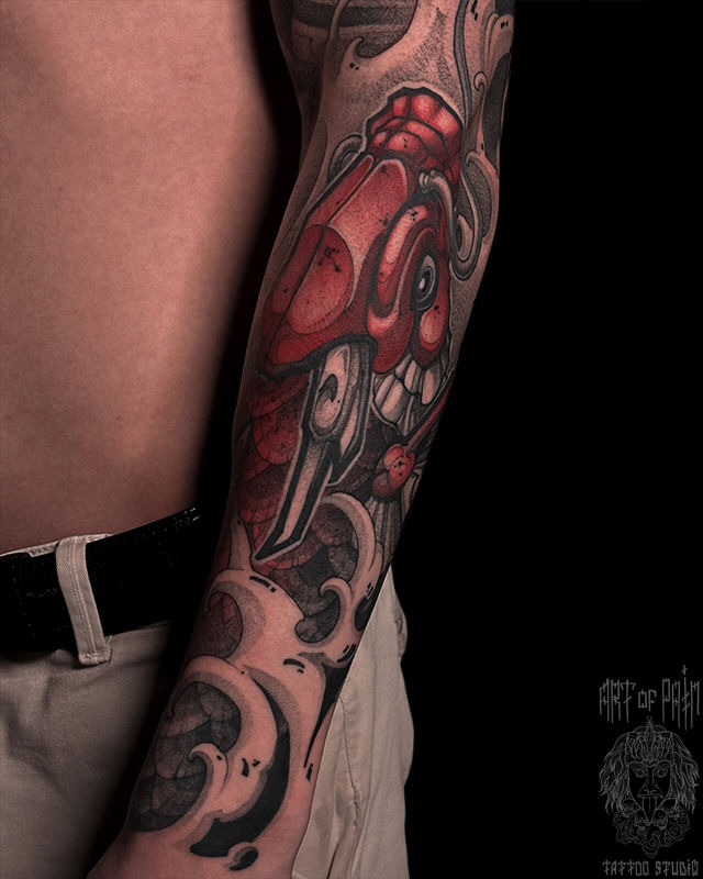 Татуировка мужская нео-япония на предплечье карп – Мастер тату: Денис Марченко