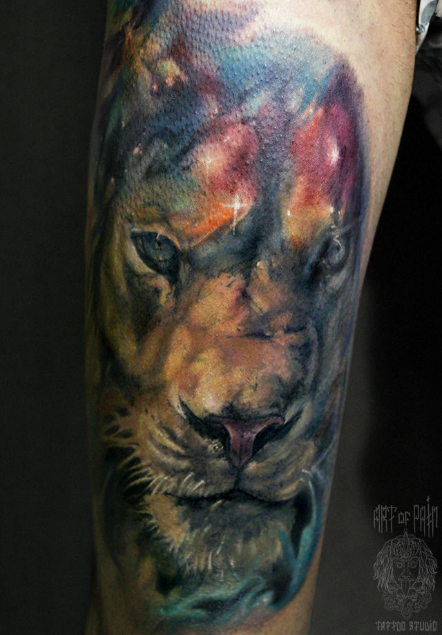 Татуировка мужская фентези на бедре лев – Мастер тату: 