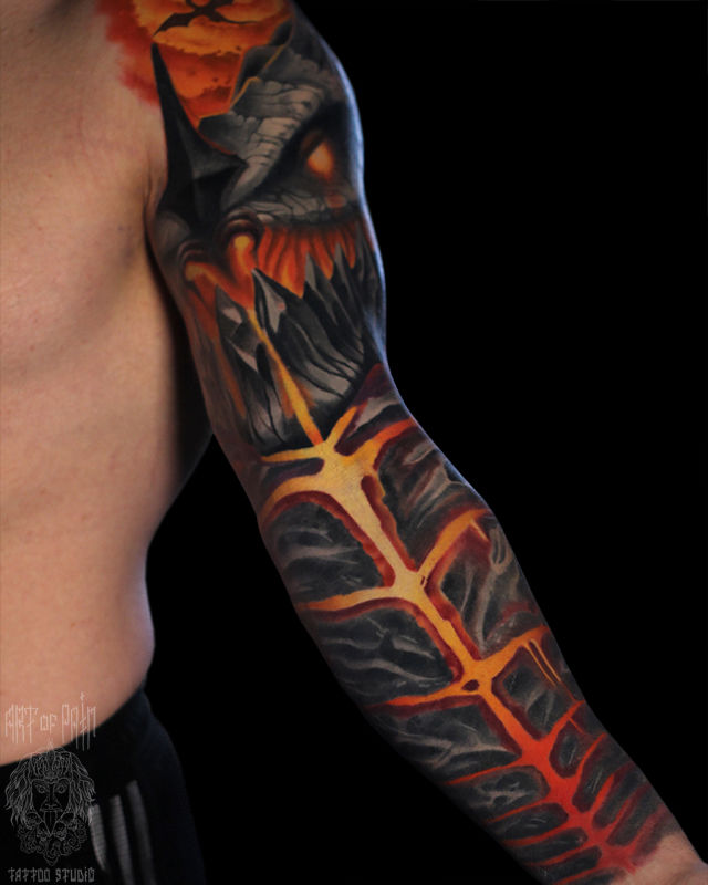 Татуировка мужская фентези тату-рукав дракон – Мастер тату: Александр Pusstattoo