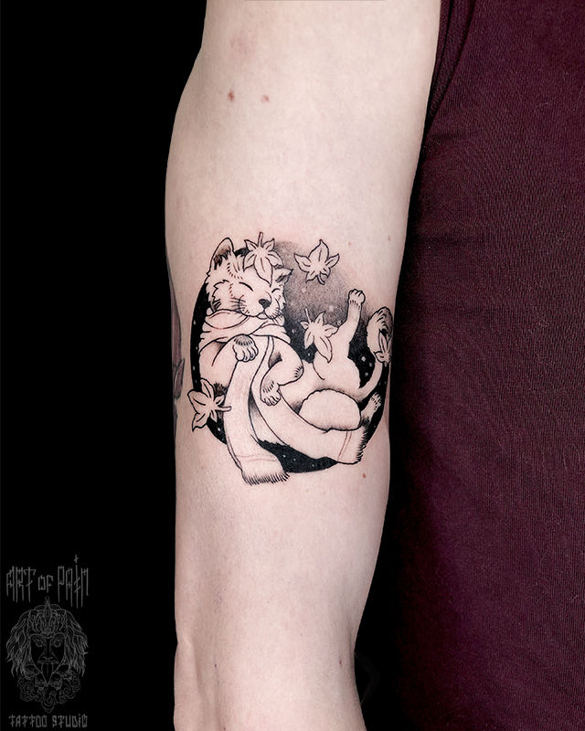 Татуировка мужская графика на плече кот – Мастер тату: 