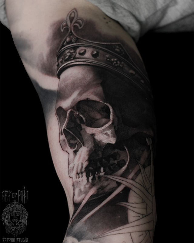 Татуировка мужская реализм на руке череп – Мастер тату: Александр Pusstattoo