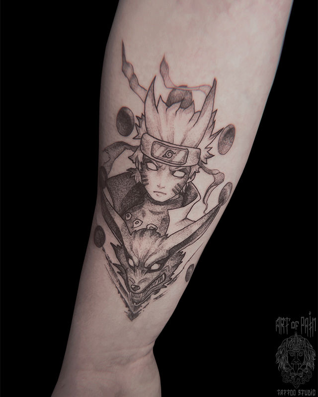 Татуировка мужская графика на предплечье аниме Наруто – Мастер тату: 
