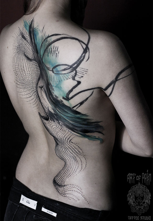 Татуировка женская графика на спине абстракция – Мастер тату: 