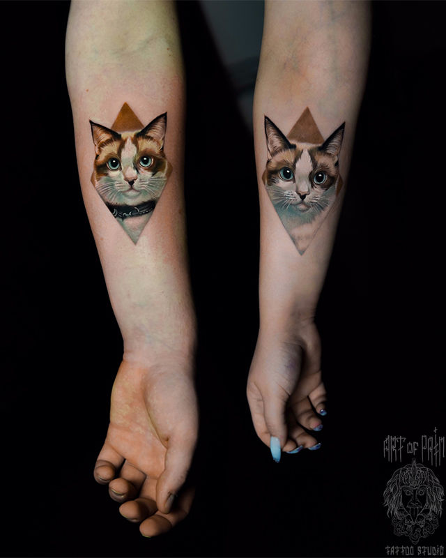 Татуировка парная реализм на предплечьях кот – Мастер тату: Анастасия Юсупова