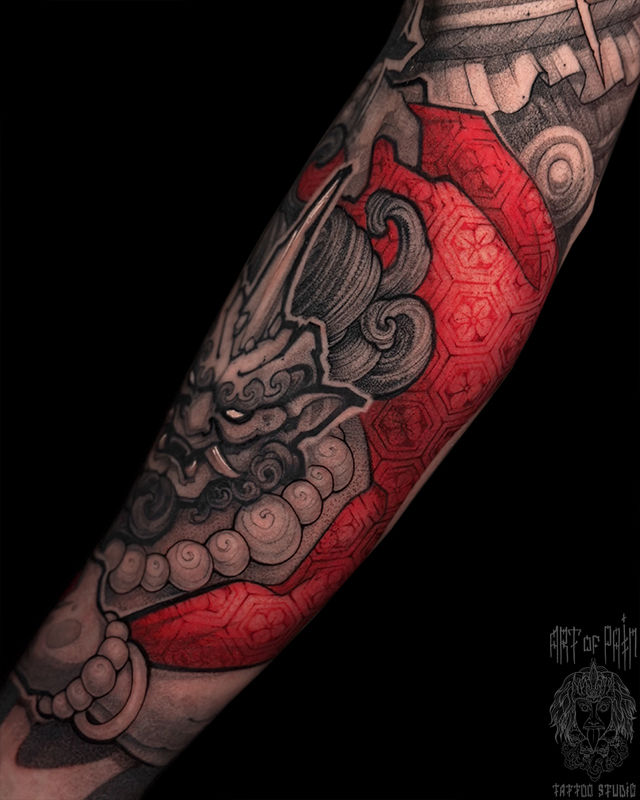 Татуировка мужская нео-япония на предплечье демон – Мастер тату: Денис Марченко