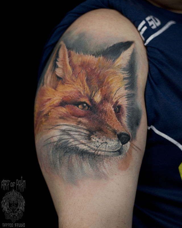 Татуировка мужская реализм на плече лиса – Мастер тату: 