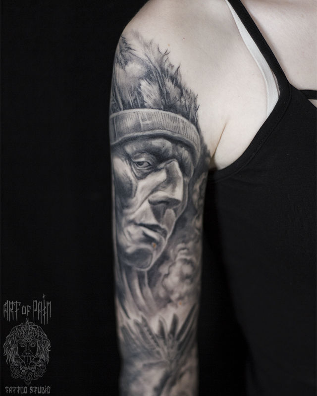 Татуировка женская реализм на плече индеец – Мастер тату: 