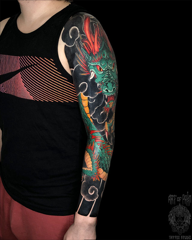 Татуировка мужская япония тату-рукав дракон – Мастер тату: 