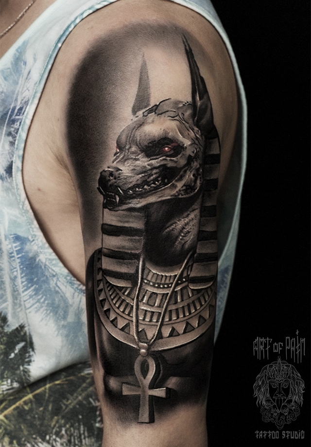 татуировка мужская хоррор на плече египетский бог – Мастер тату: 