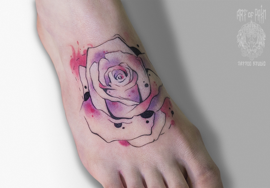 татуировка женская акварель на стопе роза – Мастер тату: 