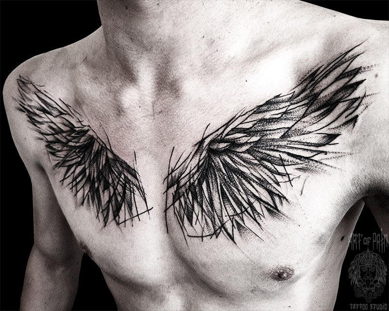 Татуировка мужская графика на спине крылья – Мастер тату: 