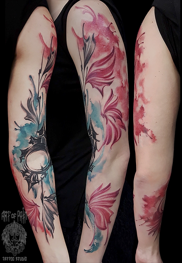 Татуировка женская акварель на руке узоры – Мастер тату: 