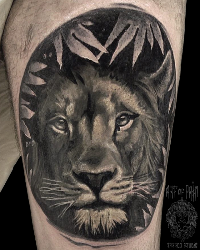 Татуировка мужская реализм на бедре лев – Мастер тату: 