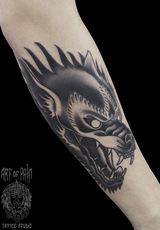 Татуировка мужская Япония на предплечье волк – Мастер тату: 
