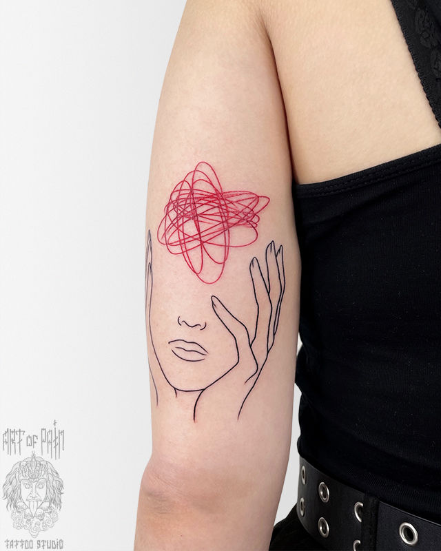 Татуировка женская графика на руке девушка – Мастер тату: Максим Север