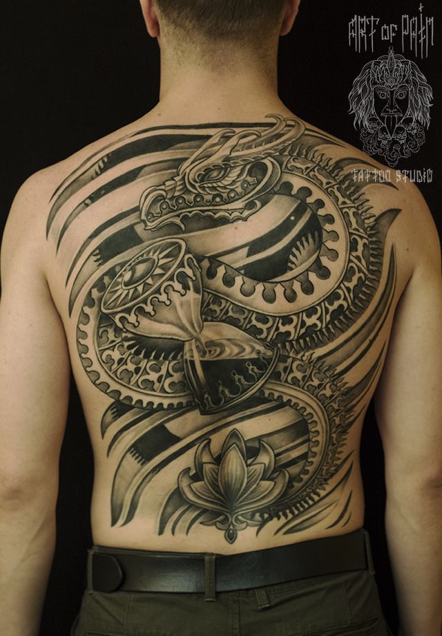 Татуировка мужская орнаментал на спине дракон – Мастер тату: 