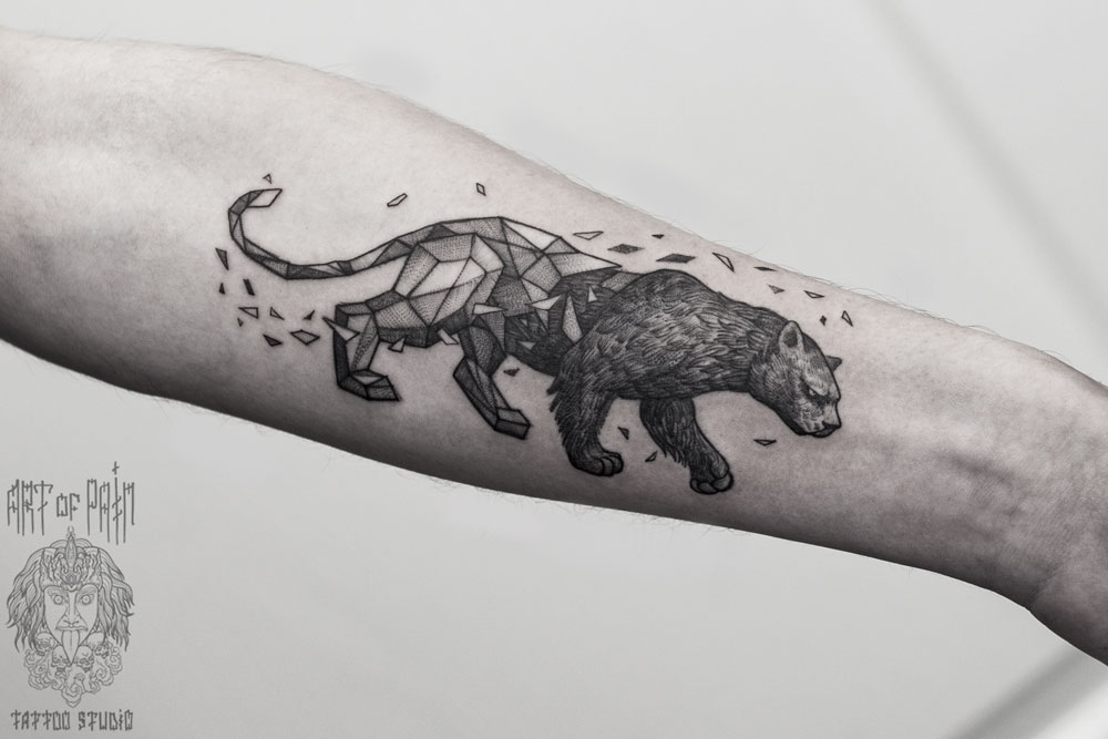 Татуировка женская графика на предплечье пантера – Мастер тату: 
