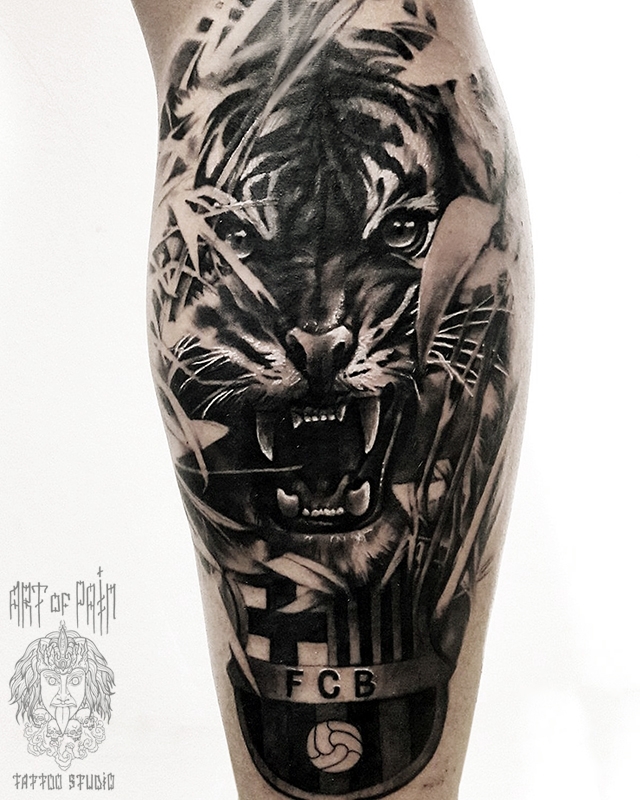 Татуировка мужская реализм на икре тигр – Мастер тату: 