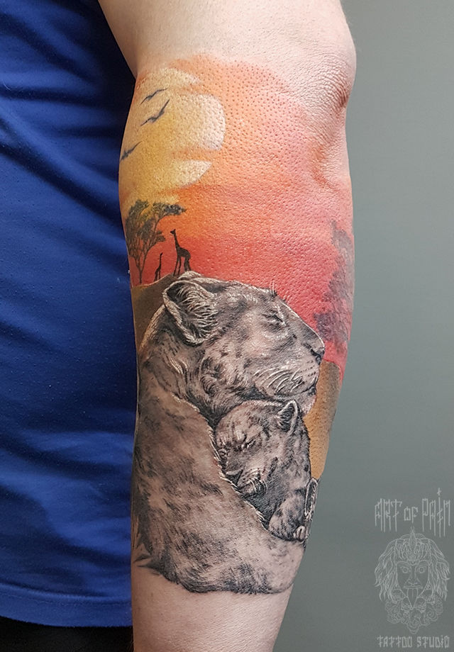 Татуировка мужская реализм на предплечье львы – Мастер тату: 