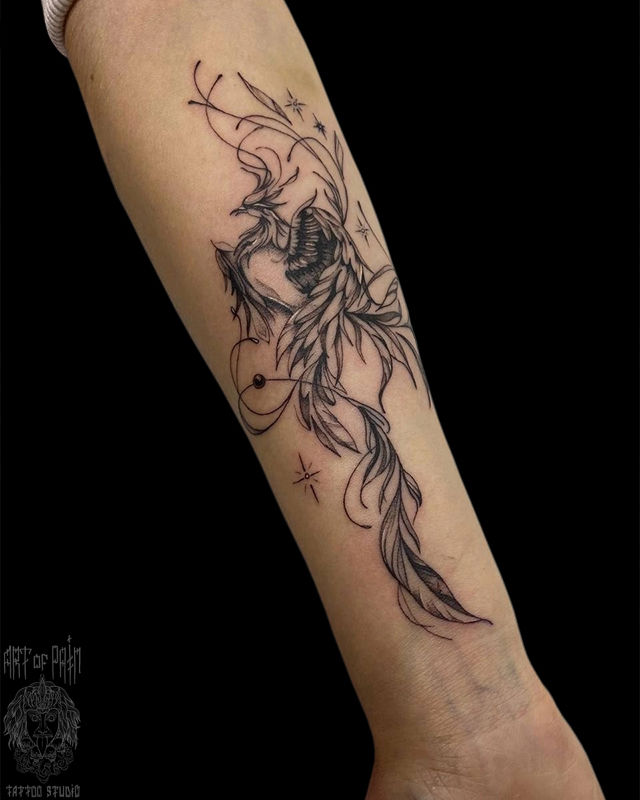 Татуировка женская графика на предплечье феникс – Мастер тату: 
