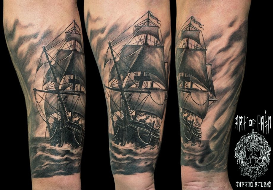 Татуировка мужская реализм на предплечье корабль – Мастер тату: 