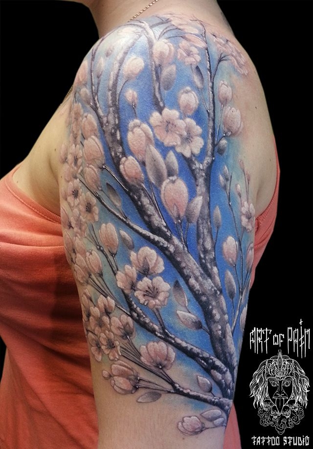 Татуировка женская реализм на плече цветы – Мастер тату: 
