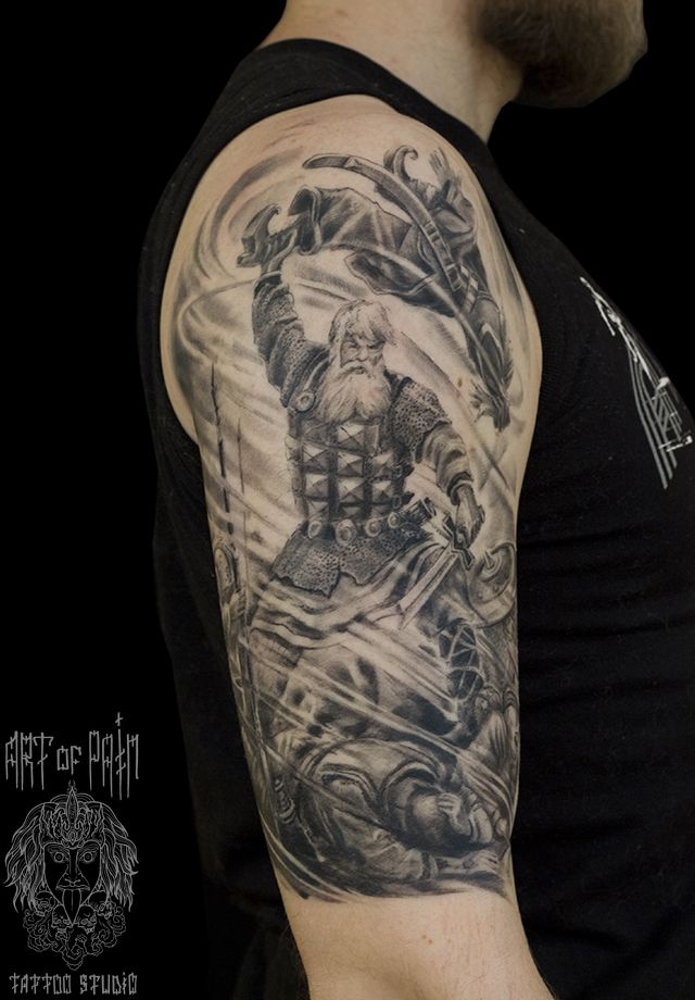 Татуировка мужская реализм на плече славянский воин – Мастер тату: 