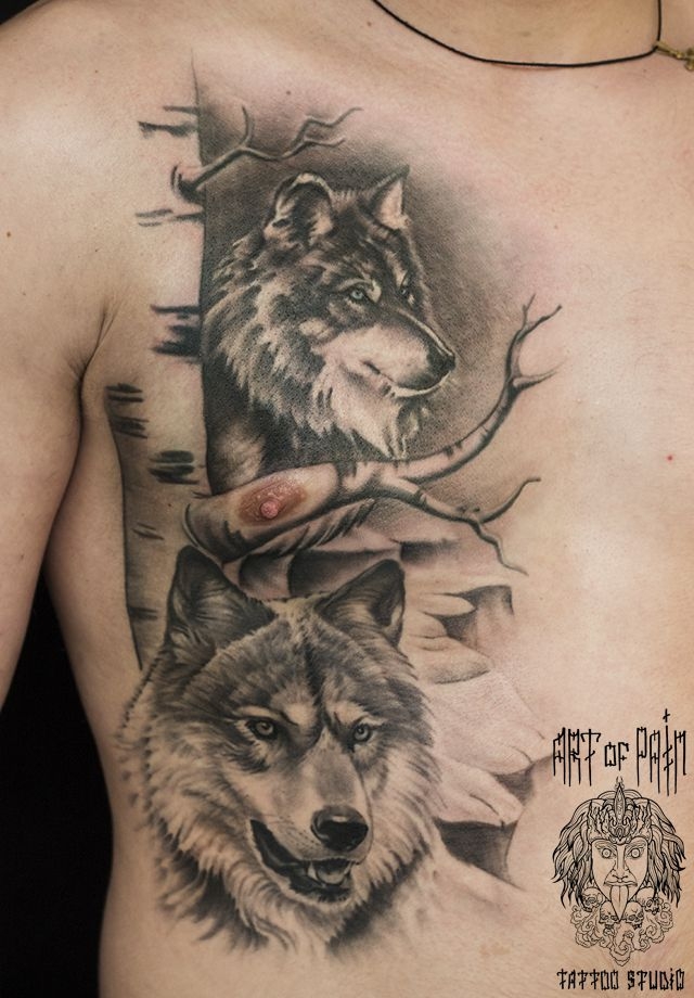 Татуировка мужская реализм на ребрах волк – Мастер тату: 
