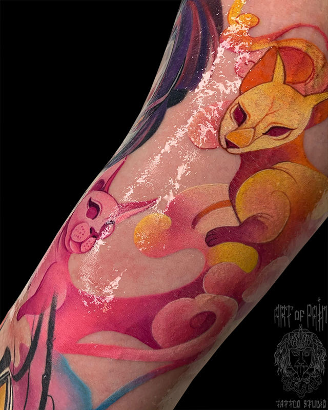 Татуировка женская акварель на руке кошки – Мастер тату: 