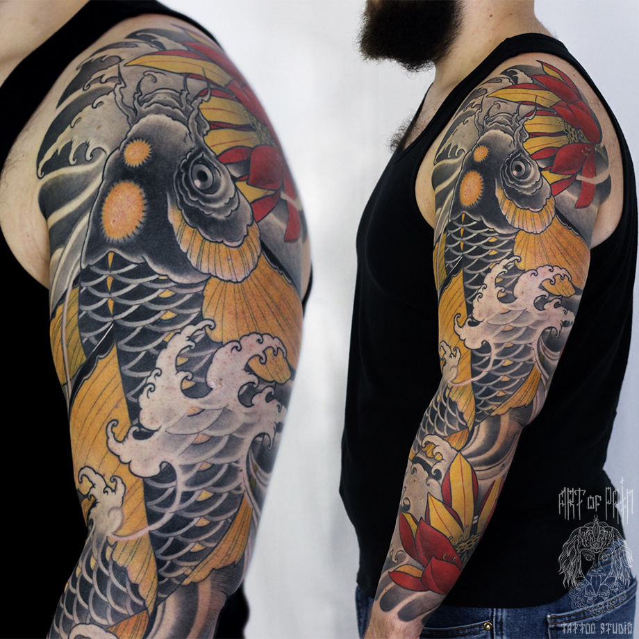 Татуировка мужская япония тату-рукав кои – Мастер тату: Марк Акулов