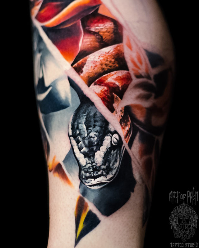 Татуировка мужская реализм на предплечье змея – Мастер тату: Дмитрий Шейб