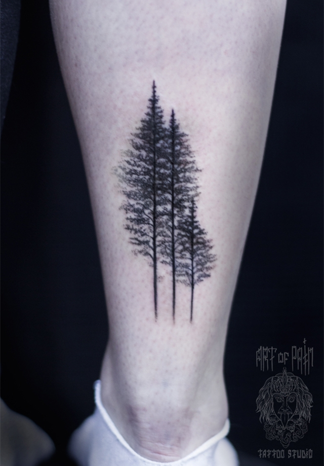 Татуировка женская графика на щиколотке деревья – Мастер тату: 
