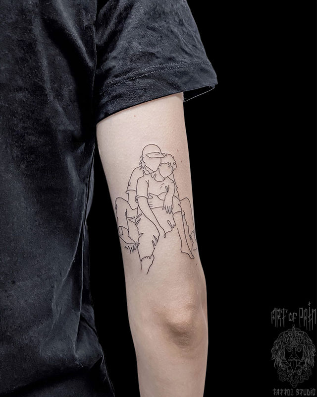 Татуировка женская графика на руке люди – Мастер тату: Мария Котова