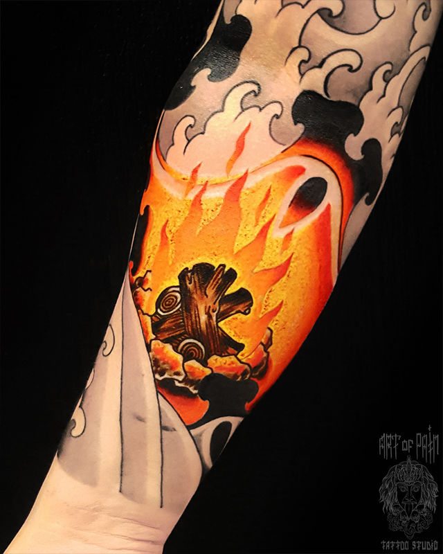 Татуировка мужская япония на предплечье огонь – Мастер тату: 