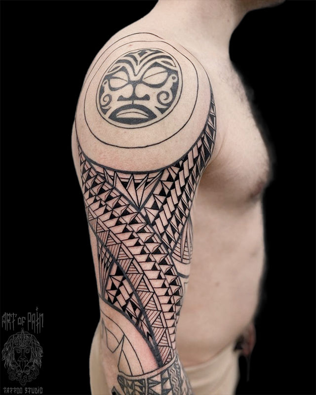 Татуировка мужская полинезия на плече узор – Мастер тату: 