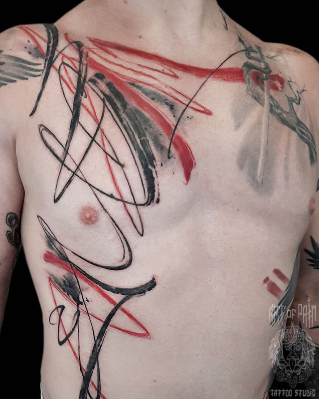 Татуировка мужская графика на боку линии – Мастер тату: 