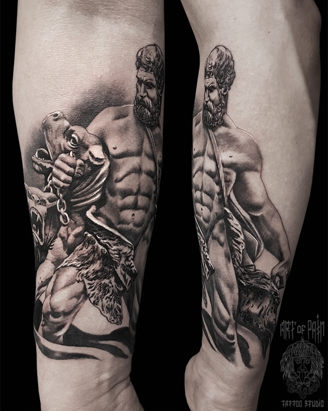 Татуировка мужская black&grey на предплечье герой – Мастер тату: 