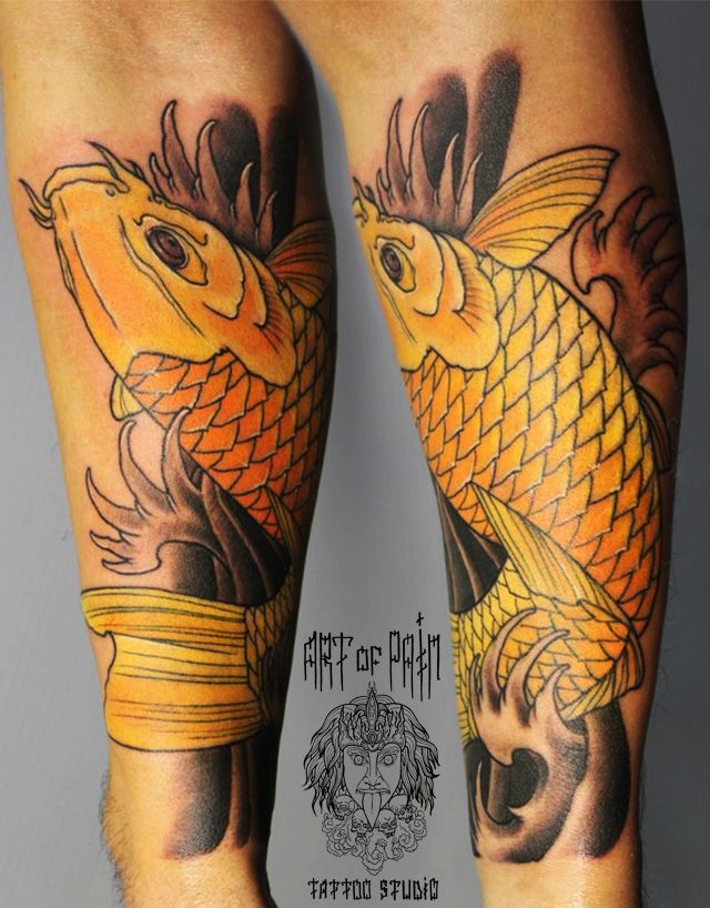Татуировка мужская япония на предплечье рыбы – Мастер тату: 