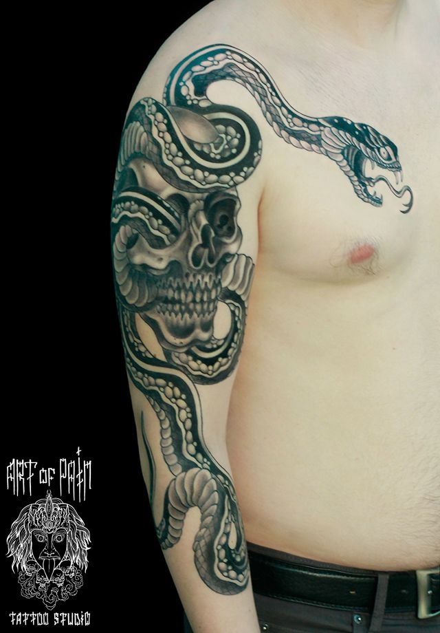 Татуировка мужская япония на руке змея – Мастер тату: Ольга Добрякова
