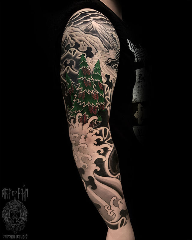 Татуировка мужская япония тату-рукав лес – Мастер тату: 