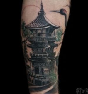 Японская пагода: эскиз тату
