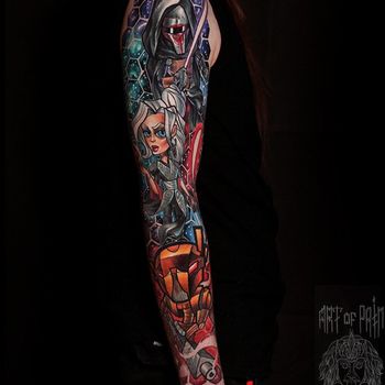 Татуировка мужская нью скул тату-рукав Звездные Войны, Олд Репаблик