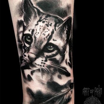 Татуировка мужская реализм на предплечье ягуар