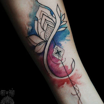 Татуировка женская акварель на предплечье узор