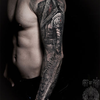 Татуировка мужская реализм тату-рукав персонаж