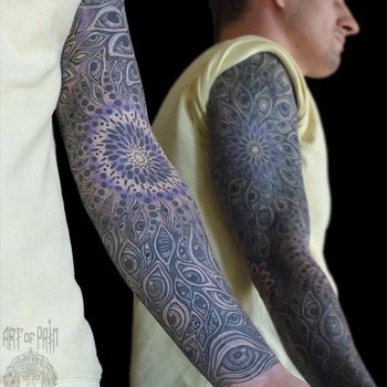 Татуировка мужская графика тату-рукав глаза