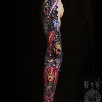 Татуировка мужская нью скул тату-рукав Звездные Войны, Олд Репаблик